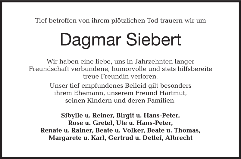  Traueranzeige für Dagmar Siebert vom 13.03.2018 aus Haller Tagblatt