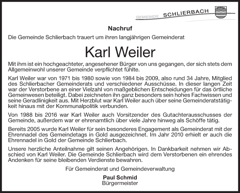 Traueranzeige für Karl Weiler vom 13.03.2018 aus NWZ Neue Württembergische Zeitung