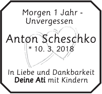 Traueranzeige von Anton Scheschko von NWZ Neue Württembergische Zeitung