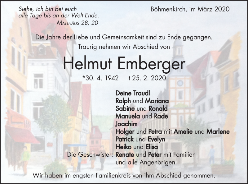  Traueranzeige für Helmut Emberger vom 05.03.2020 aus Geislinger Zeitung