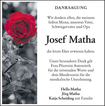 Traueranzeige von Josef Matha von Geislinger Zeitung