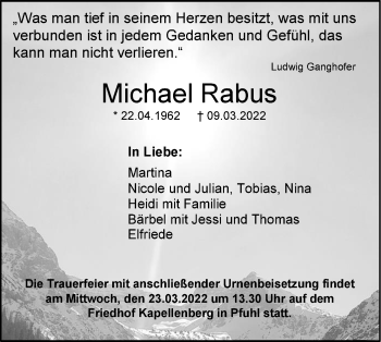 Traueranzeige von Michael Rabus von SÜDWEST PRESSE Ausgabe Ulm/Neu-Ulm