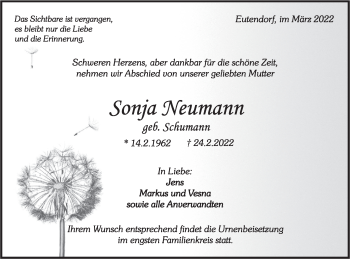 Traueranzeige von Sonja Neumann von Rundschau Gaildorf