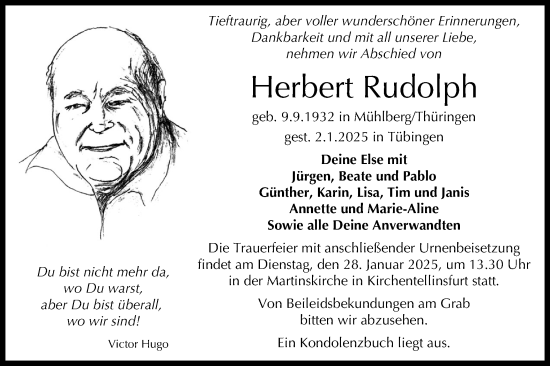 Traueranzeige von Herbert Rudolph von Schwäbische Tagblatt