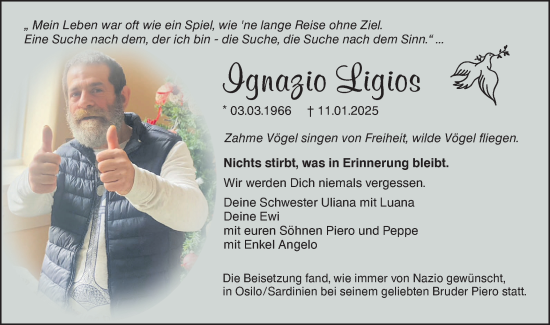 Traueranzeige von Ignazio Ligios von Das Blaumännle