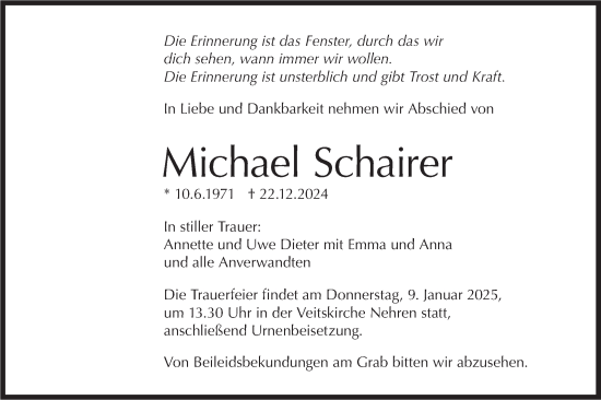 Traueranzeige von Michael Schairer von Schwäbische Tagblatt