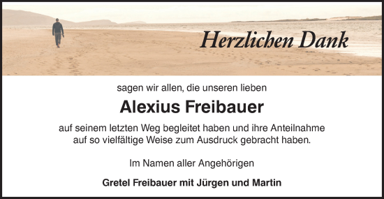Traueranzeige von Alexius Freibauer von NWZ Neue Württembergische Zeitung