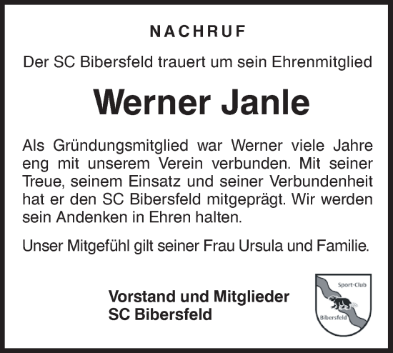 Traueranzeige von Werner Janle von Haller Tagblatt