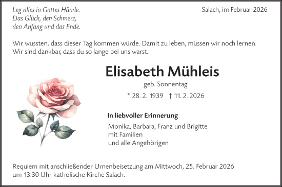 Traueranzeige von Elisabeth Mühleis von NWZ Neue Württembergische Zeitung