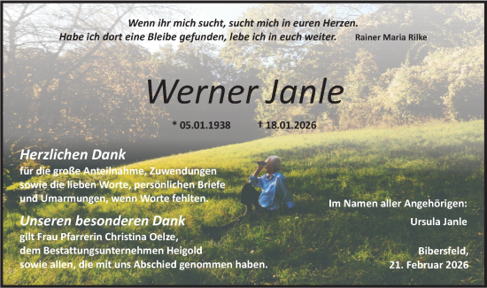 Traueranzeige von Werner Janle von Haller Tagblatt