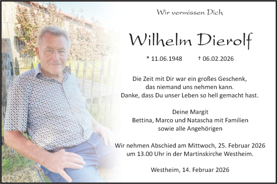 Traueranzeige von Wilhelm Dierolf von Haller Tagblatt